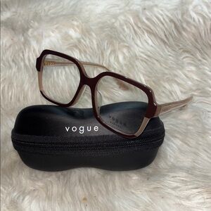 Modern Brown Vogue Eyewear Frames Glasses Transparent Gold Glitter New in Box